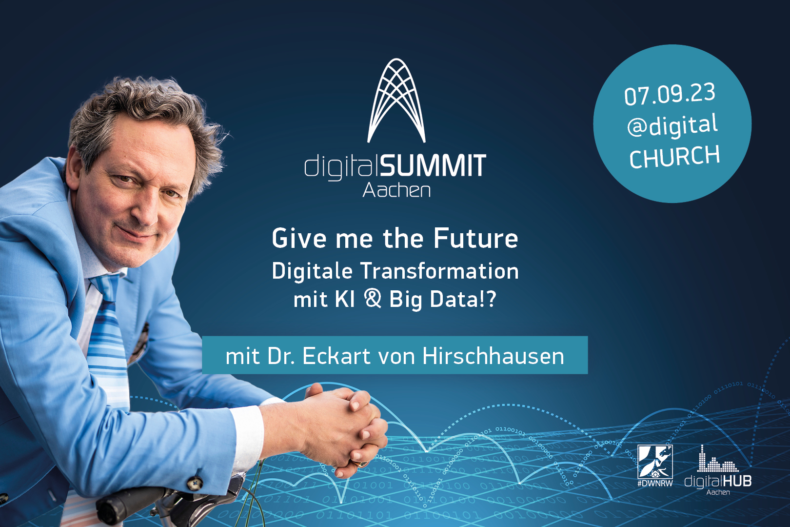 digitalSUMMIT_2023_Visuals_Hirschhausen-Foto_1620x1080_ digitalSUMMIT Aachen am 7.9.2023 „Give me the Future – Digitale Transformation mit KI und Big Data“ mit Eckart von Hirschhausen